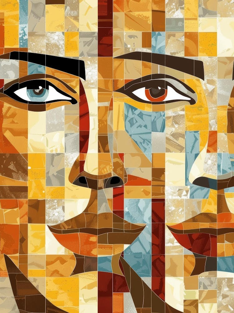 Mosaic Portrait Of Two Faces