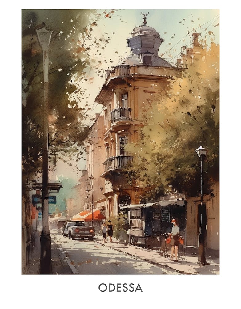 Odessa Watercolor 4travel Poster