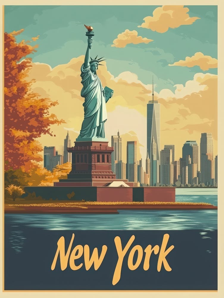 Aihrgdesign A Retro Travel Poster For New York Featuring The 3