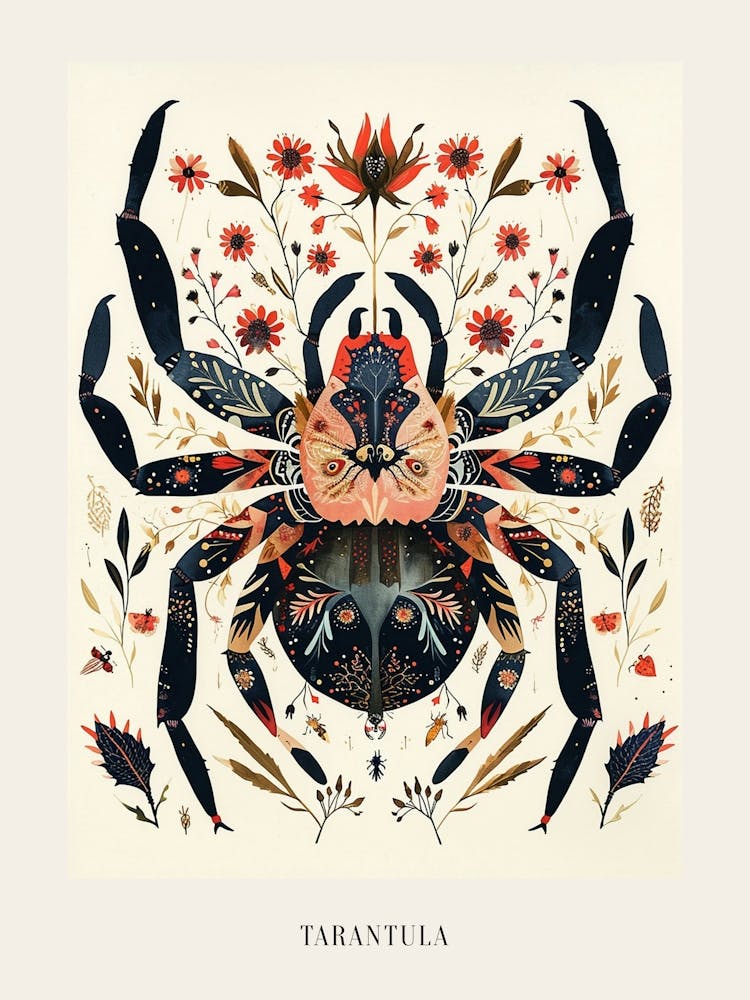 Colourful Insect Illustration Tarantula 2 Poster