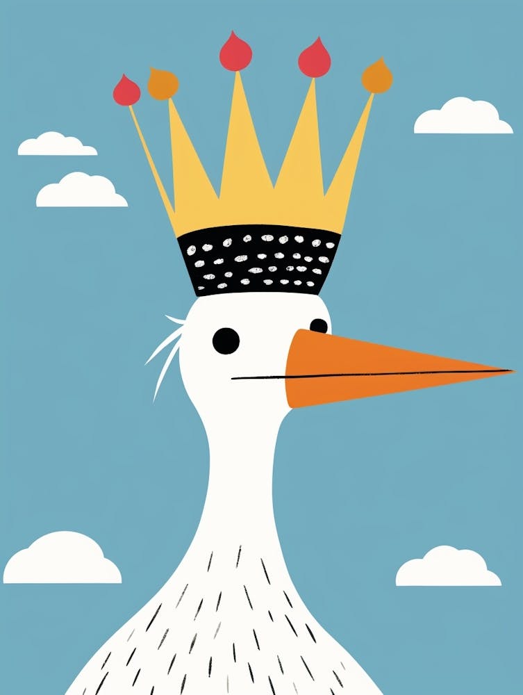 Little Stork Wearing A Crown