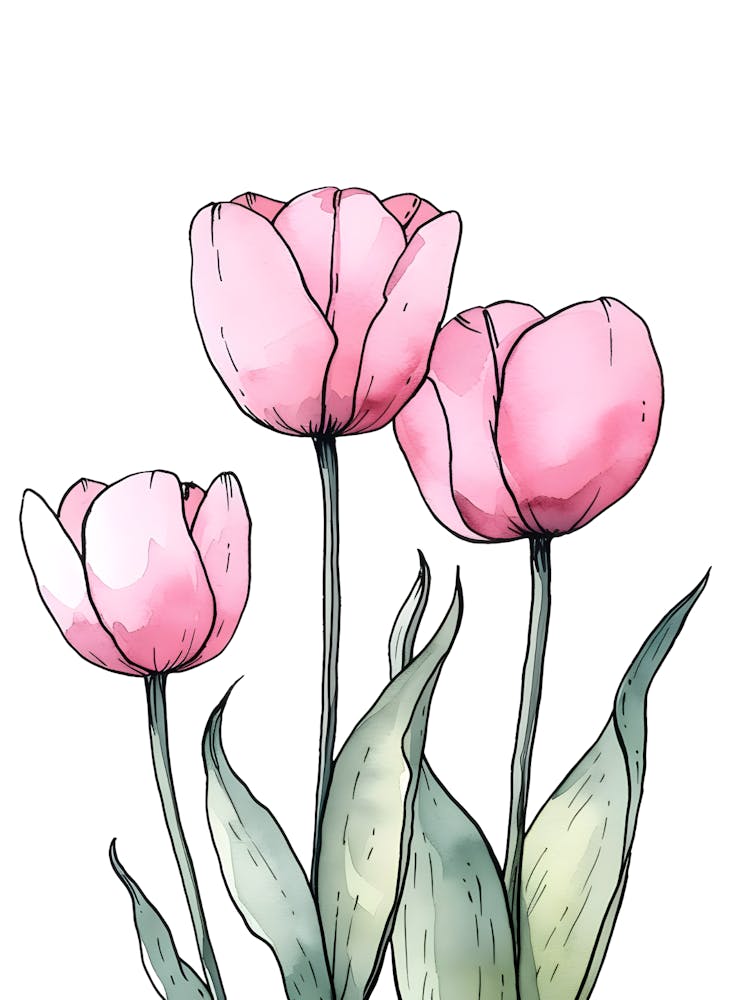 Watercolor Tulips