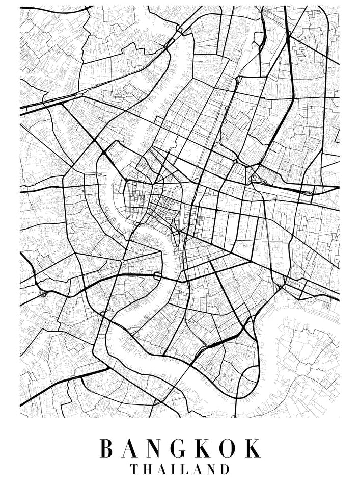 Bangkok Thailand Street Map Minimal
