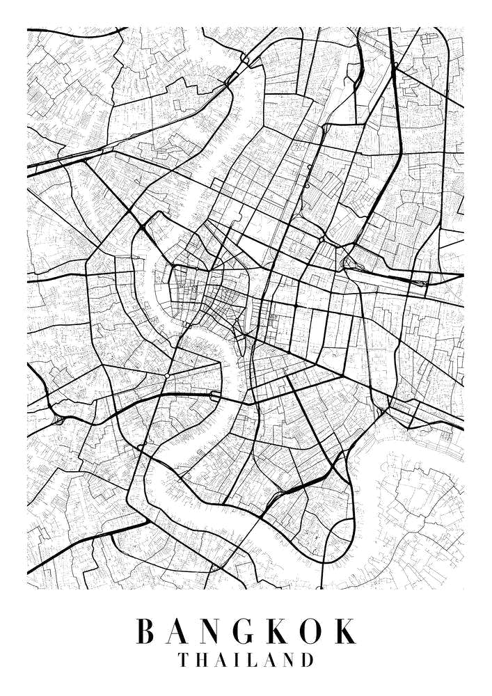 Bangkok Thailand Street Map Minimal