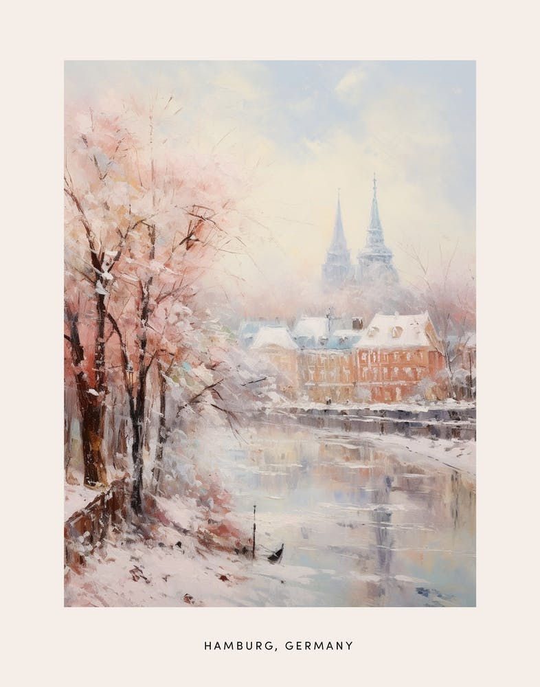 Dreamy Winter Painting Poster Hamburg Germany