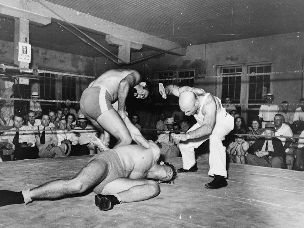 Wrestling Match Sponsored By American Legion, Sikeston, Missouri By Russell Lee 1