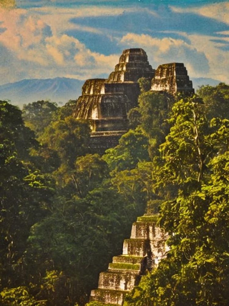 Tikal Nationalpark 2 Guatemala Vintage Poster