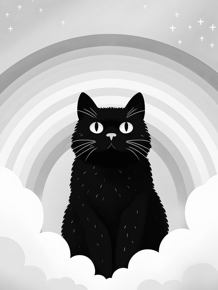 Schwarze Katze Mit Regenbogen