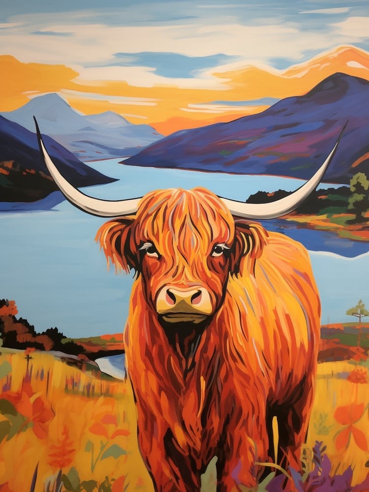 Highland Cow Paint Illustration 1