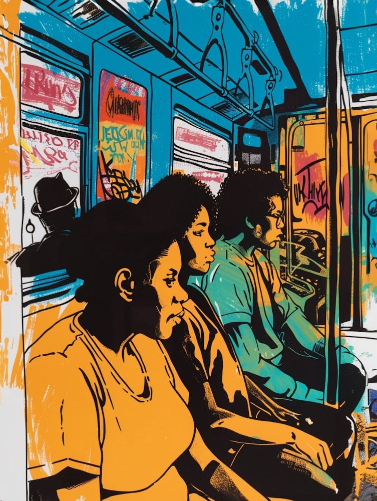 New York City Subway New York Colourful Silkscreen Illustration 1