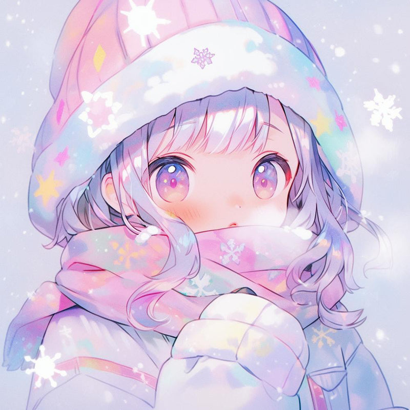 Anime-Mädchen im Winter 1