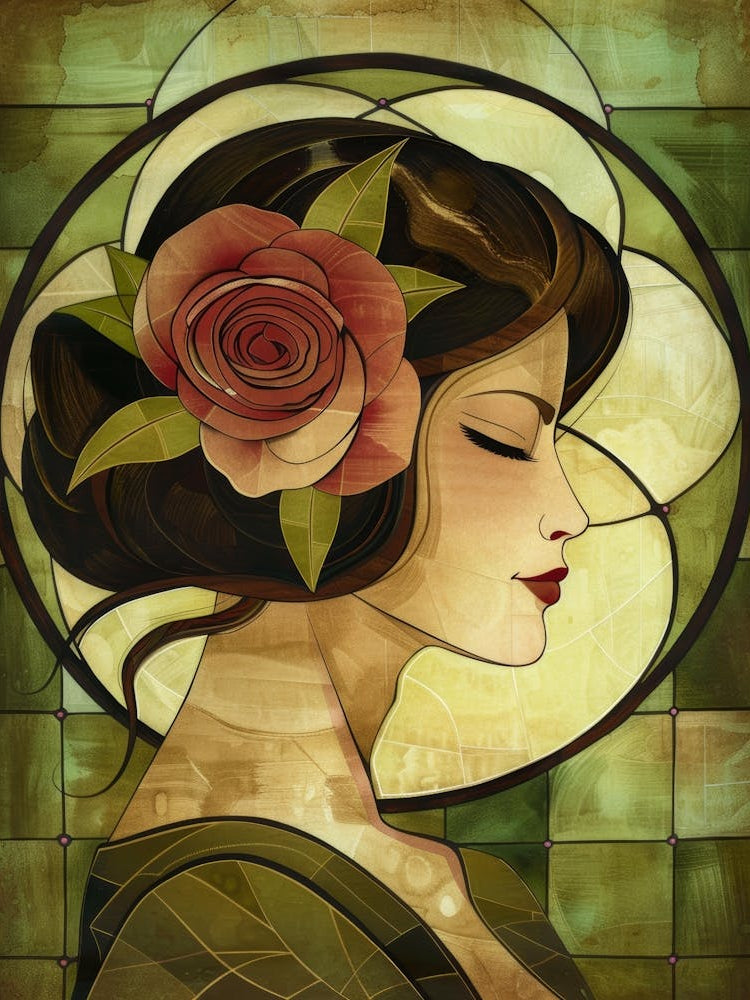 Deco Woman With Rose