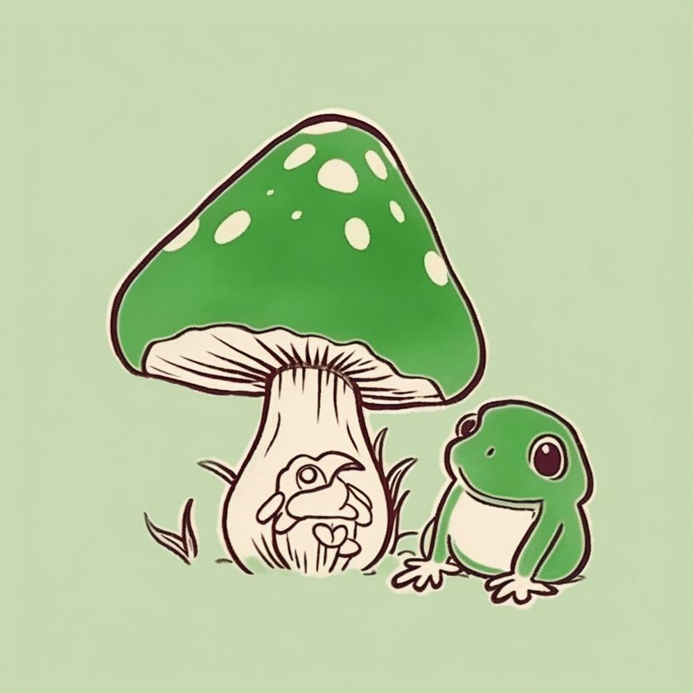 Cute Mushroom And Frog Square