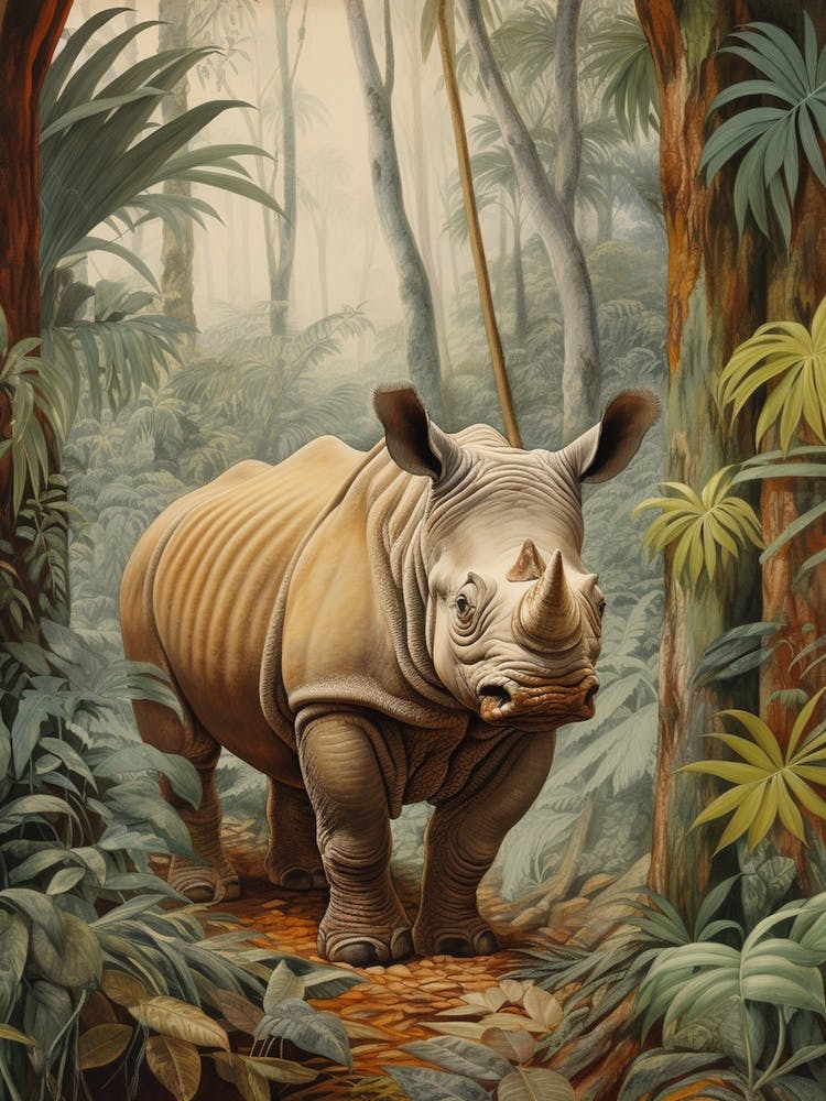 Illustration réaliste Rhinocéros brun