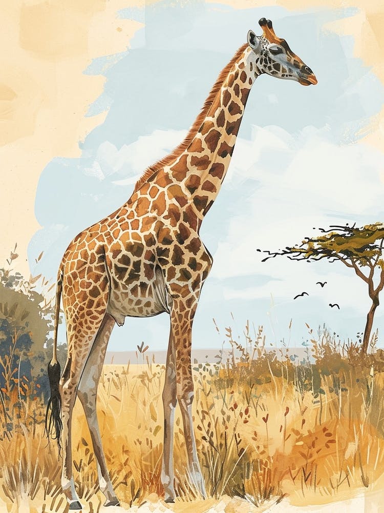 Storybook Style Illustration Of A Giraffe 3