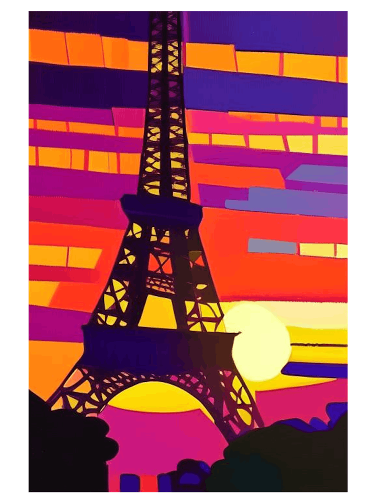 Geometric Eiffel Tower Sunset