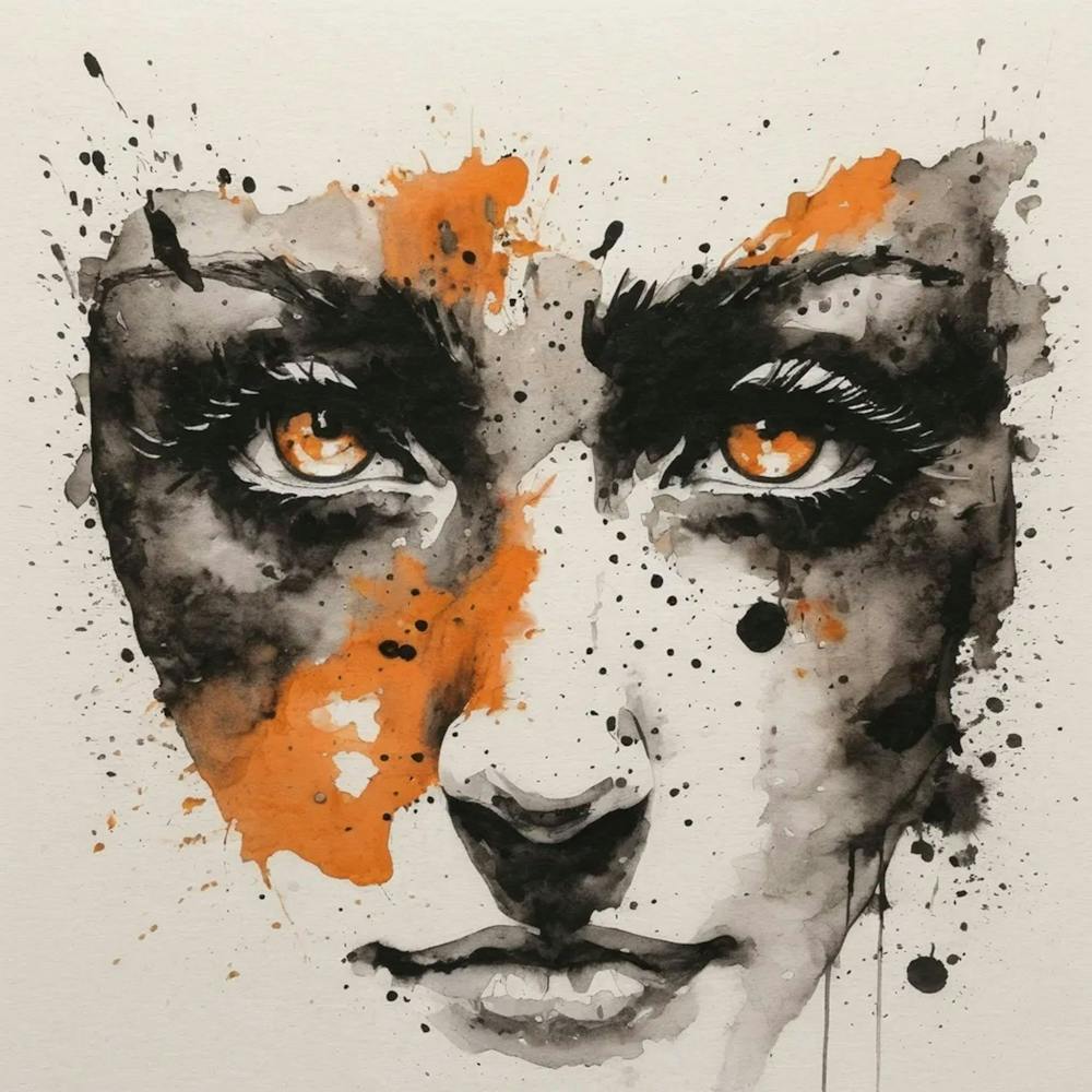 Face Of A Woman ink, watercolour