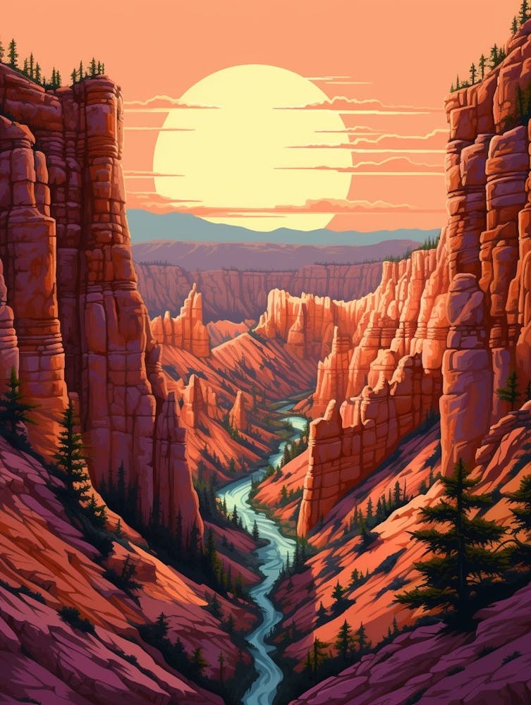 Canyon Landscape Pixel Art 2