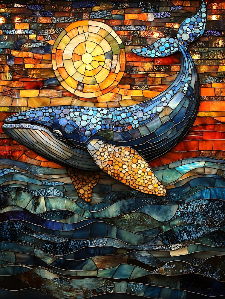 Stunning Stained Glass Whale 3
