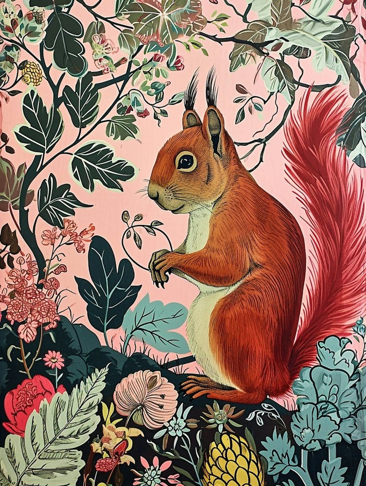 Floral Animal Painting Squirrel 4