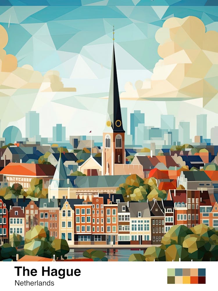 The Hague, Netherlands, Geometric Illustration 1 Poster