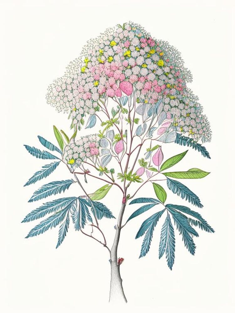 Umbrella Tree Floral Quentin Blake Inspired Illustration 1 Flower