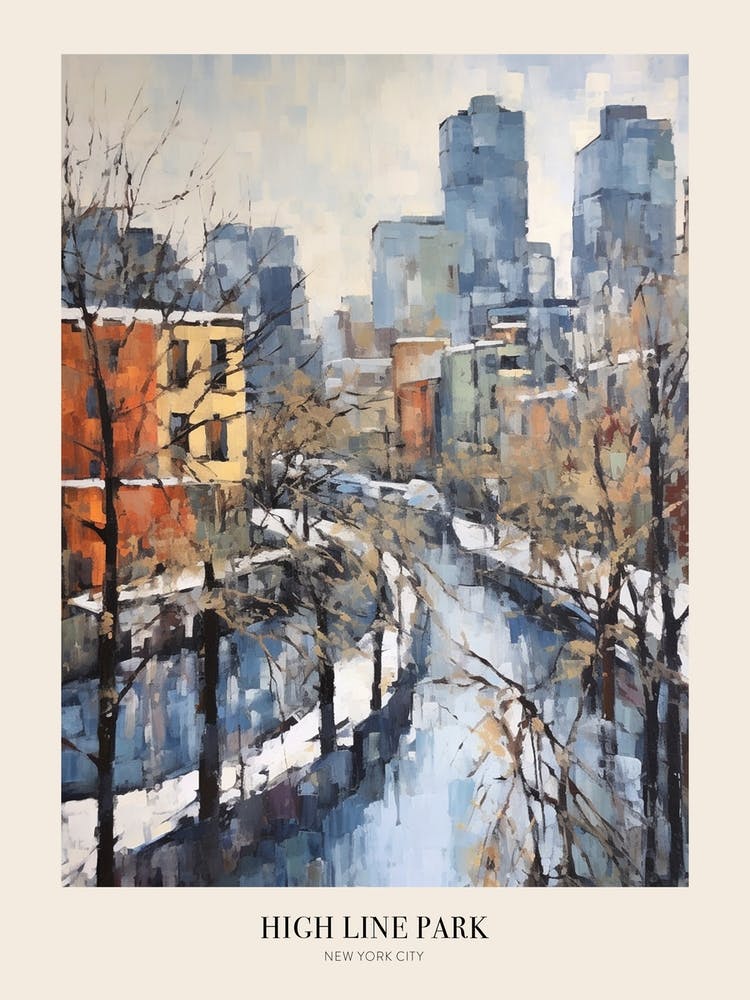 Winter City Park Poster High Line Park New York City 6