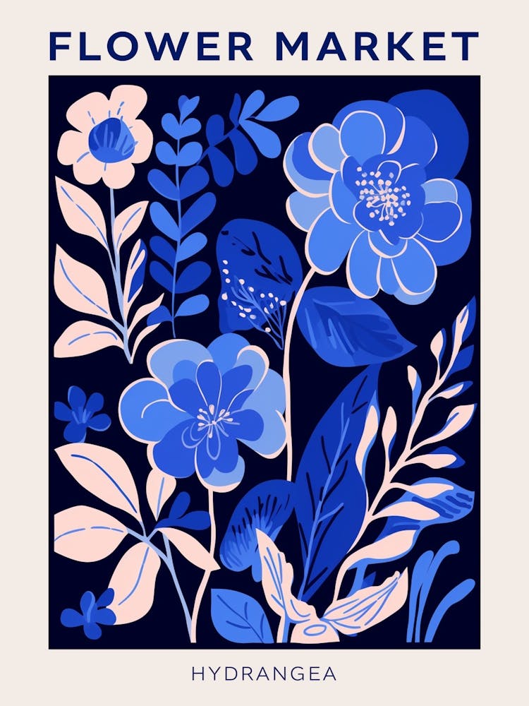 Blue Flower Market Poster Hydrangea 7