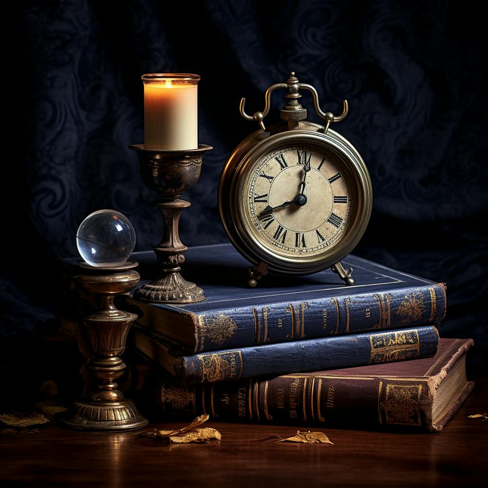Alte Bücher Und Uhr