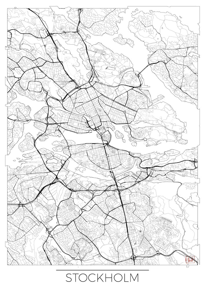 Stockholm Map Minimal Line