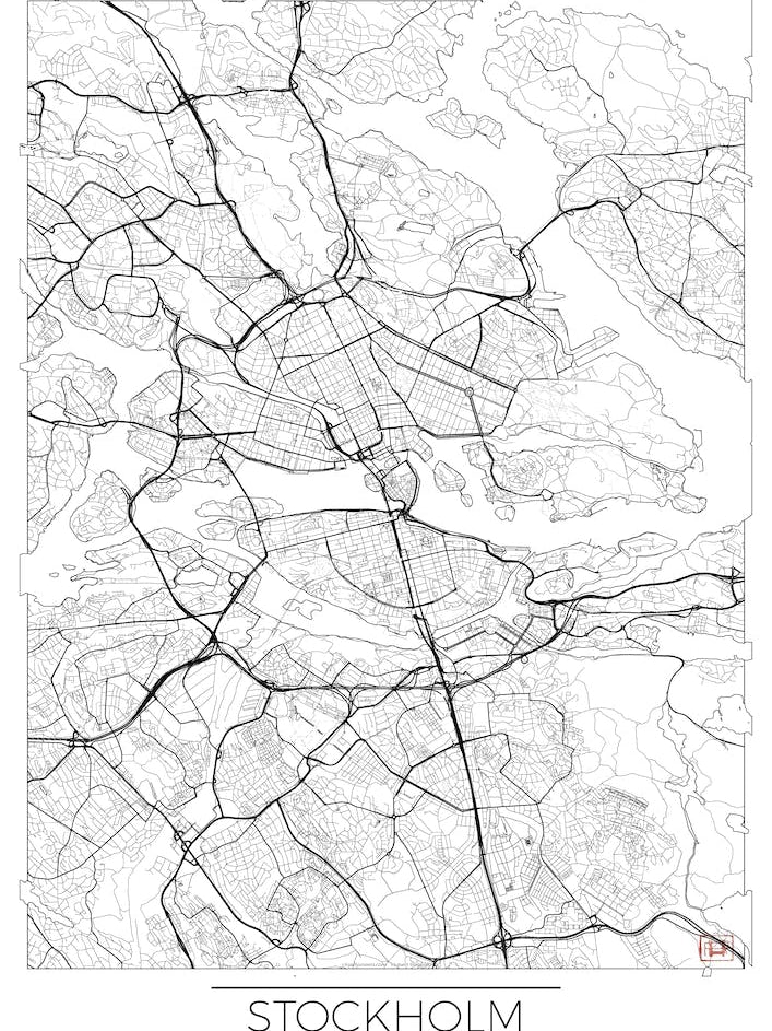 Stockholm Map Minimal Line