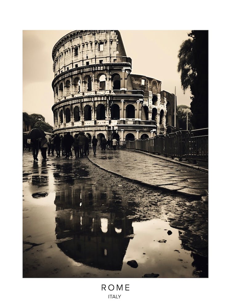 Poster Of Rome, Italy, Black And White Analogue Photography 2
