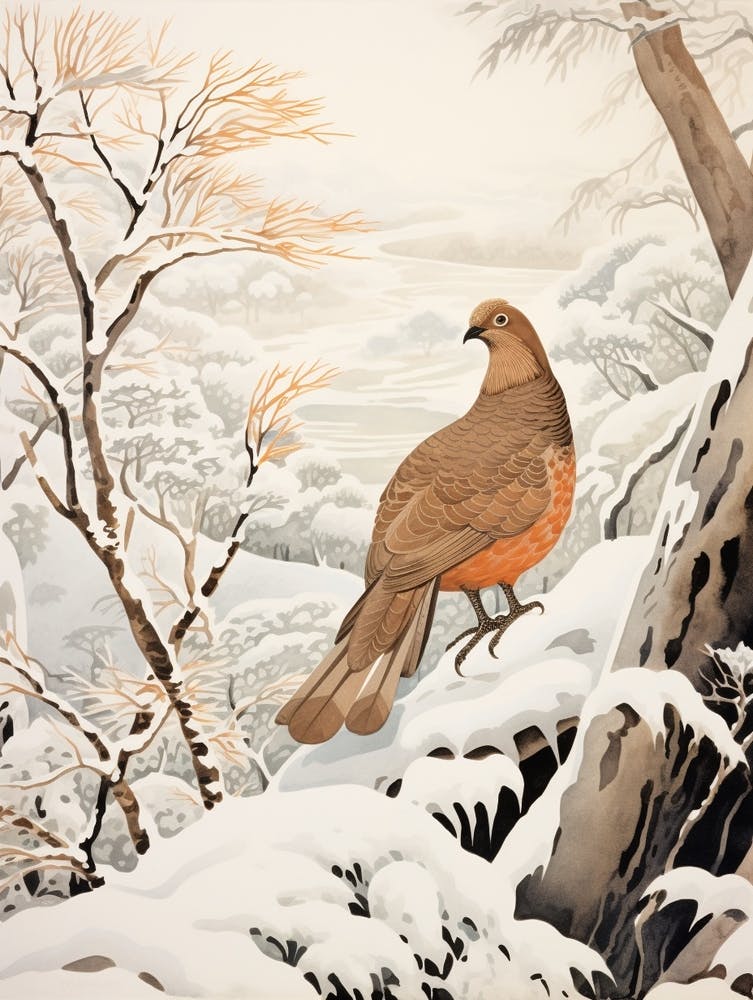 Winter Bird Painting Grouse 2