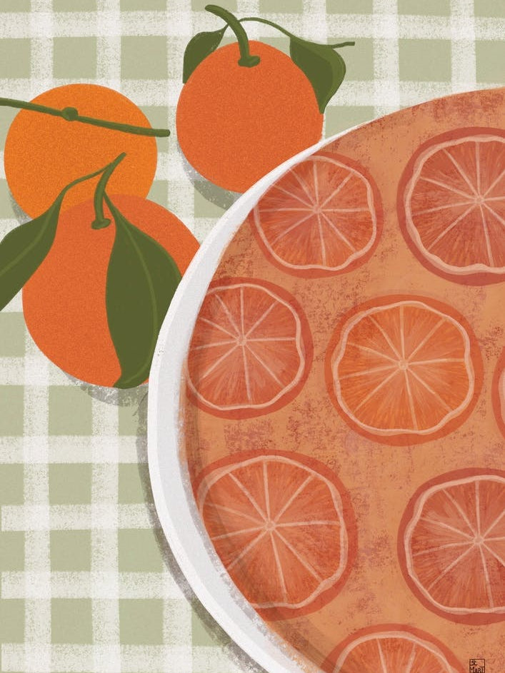 Orange Cake On Green Tablecloth