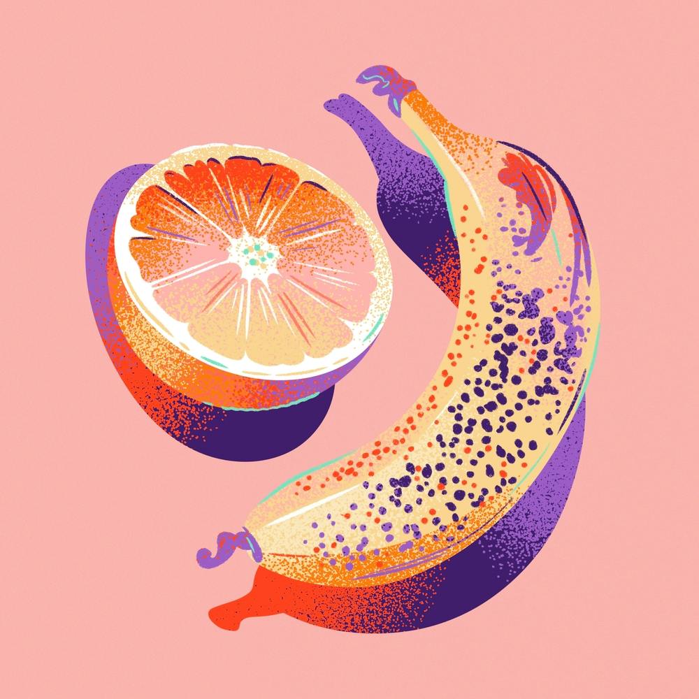 Textural Orange Banana Fruit