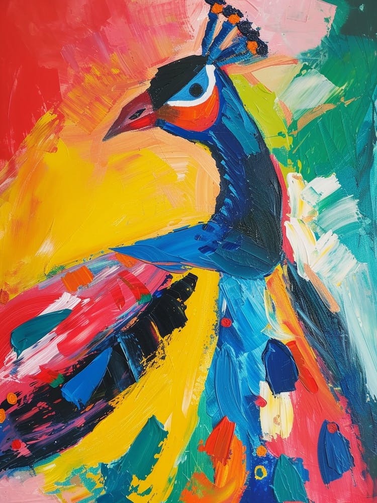 Colourful Brushstroke Peacock 2