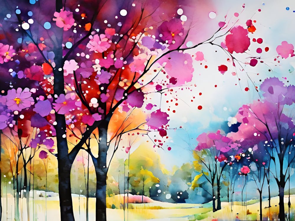 Watercolor Of Trees 6