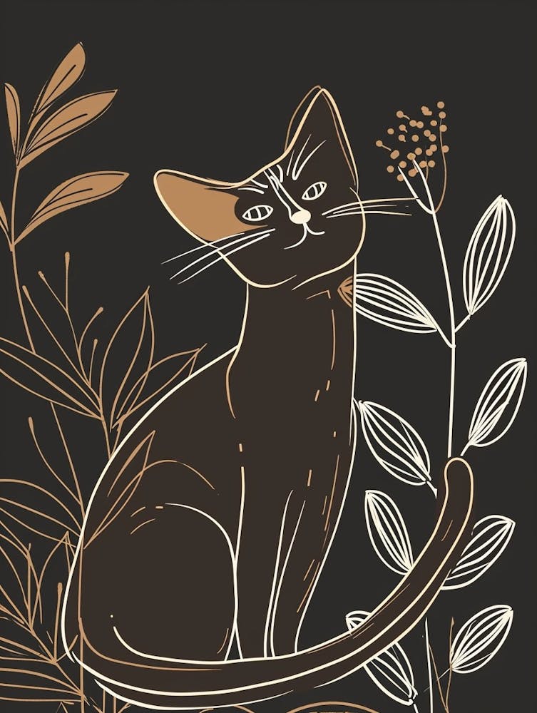 Havana Brown Cat Minimalist Illustration 4