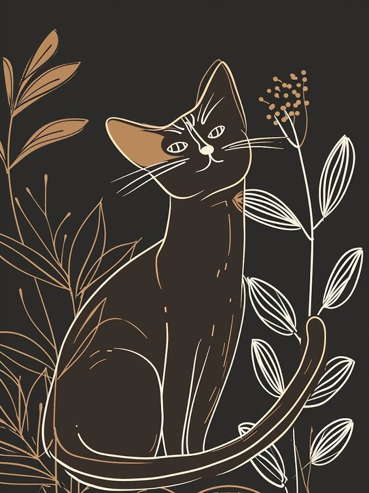Havana Brown Cat Minimalist Illustration 4