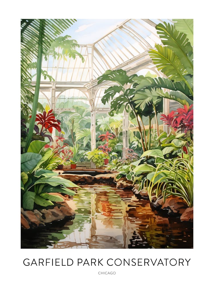 Garfield Park Conservatory 4 Chicago Watercolour Travel Poster