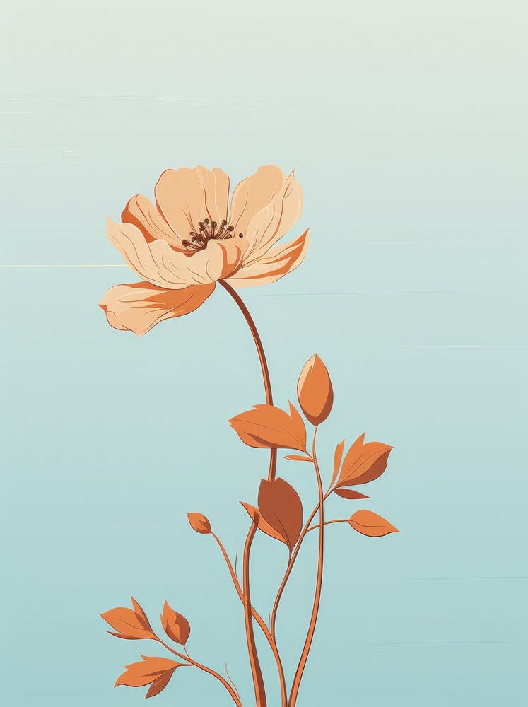 Poppies On A Blue Background