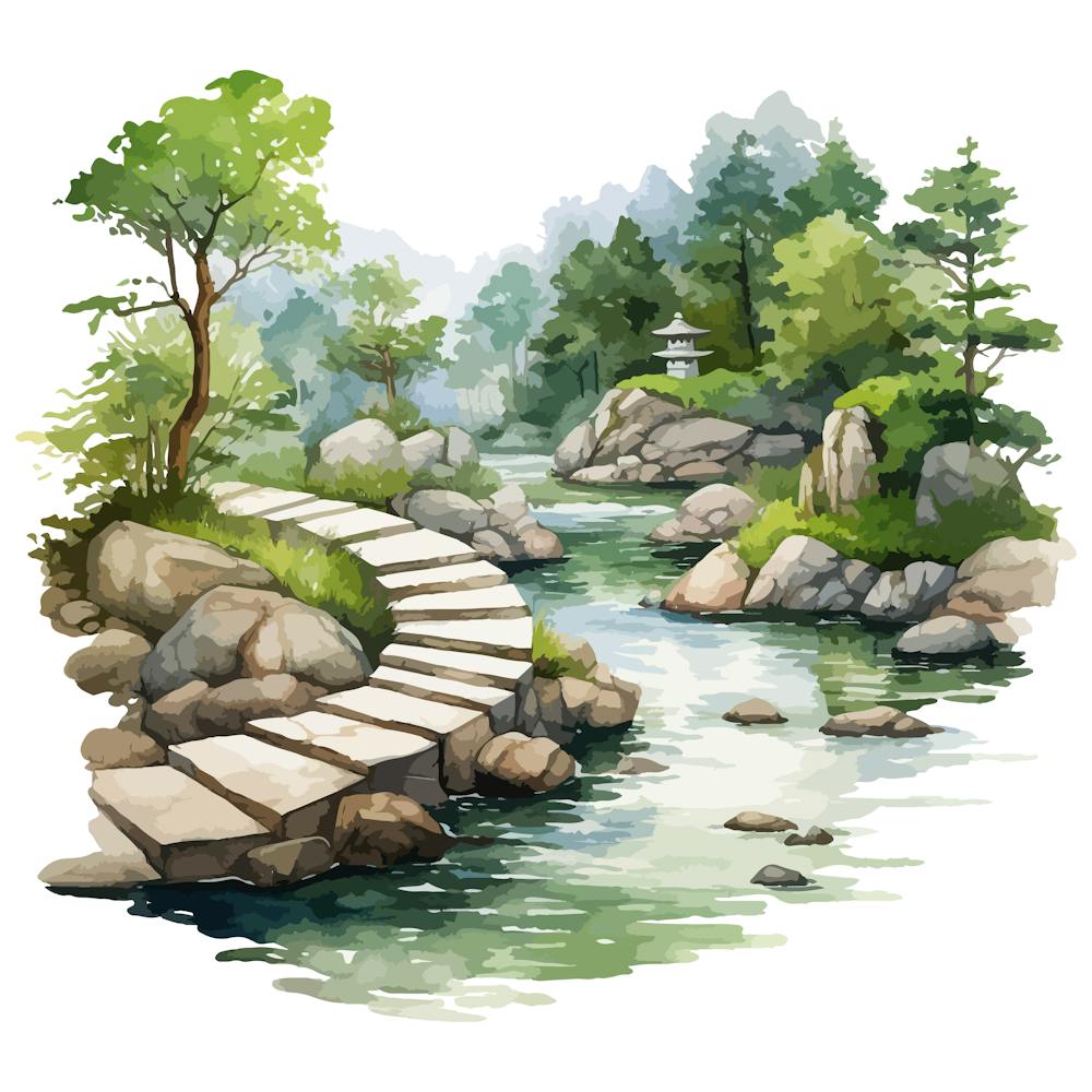 Watercolour Of A Waterfall