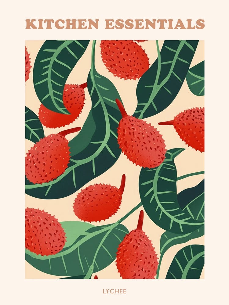 Lychee Fruit Pattern Poster 1