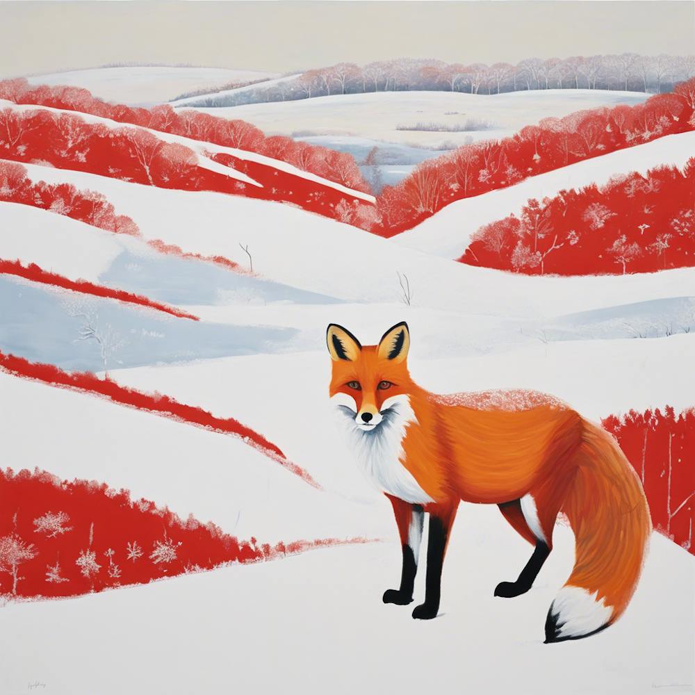 Fox in Snowy Landscape