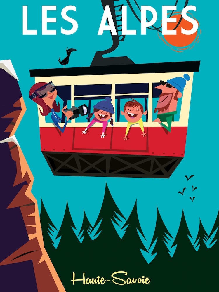 Les Alpes Haute Savoie Poster Teal