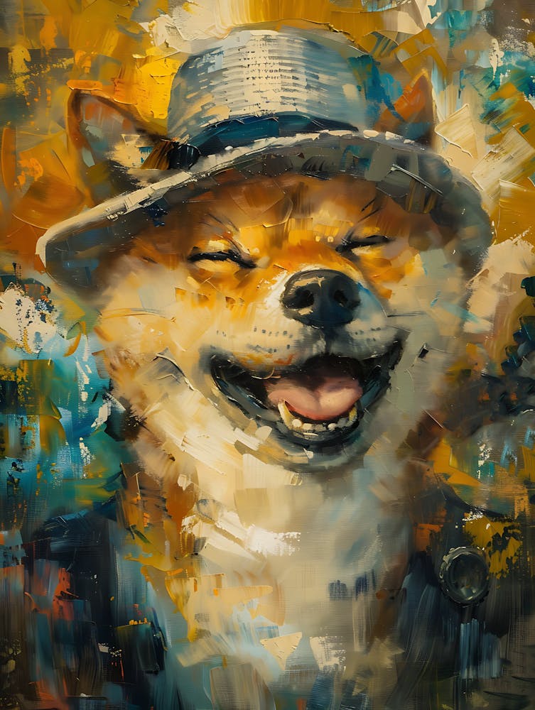 Oil Painting Smiling Shiba Inu 17