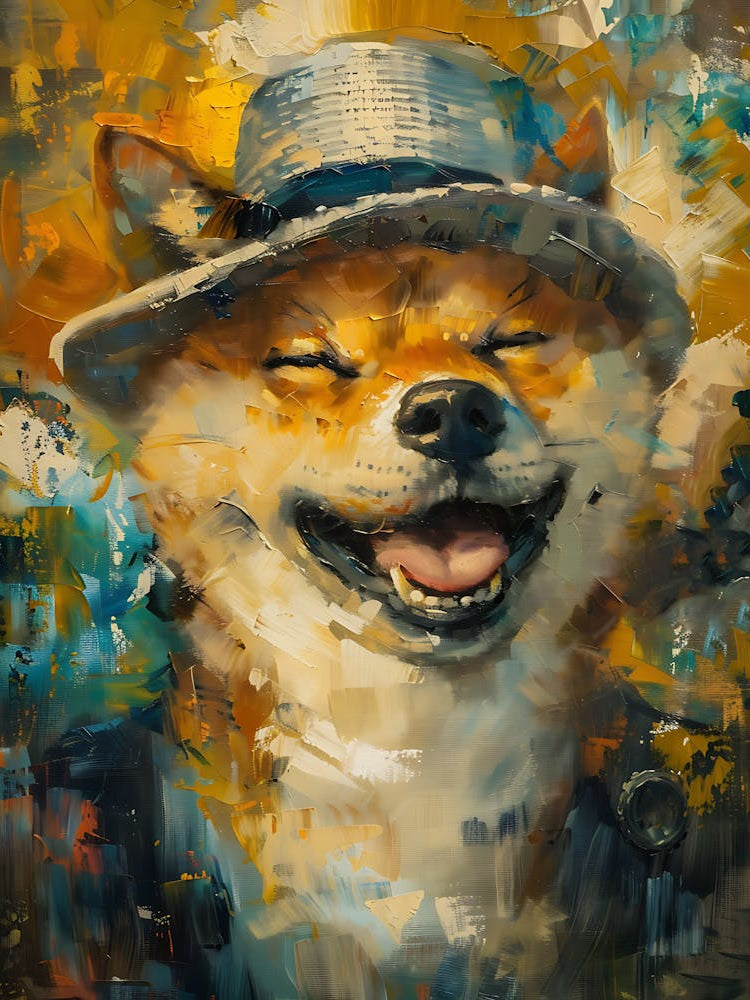 Oil Painting Smiling Shiba Inu 17