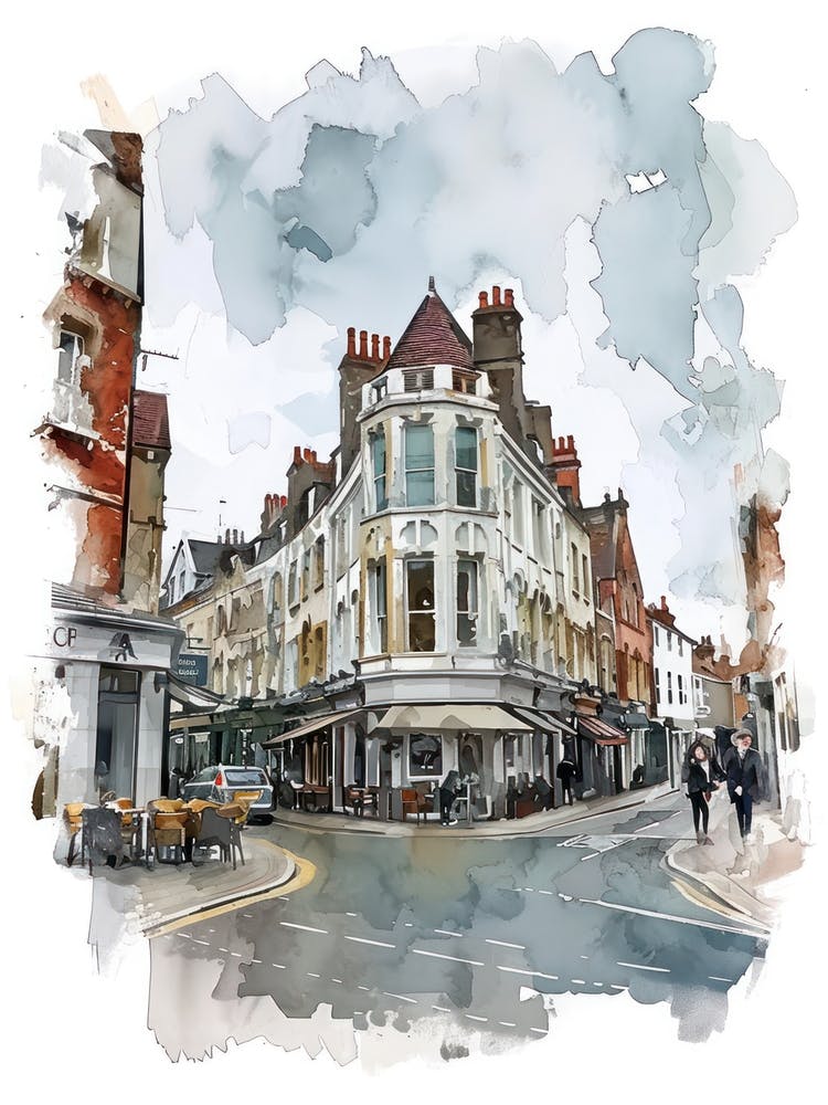 Kingston Upon Thames London Borough   Street Watercolour 3