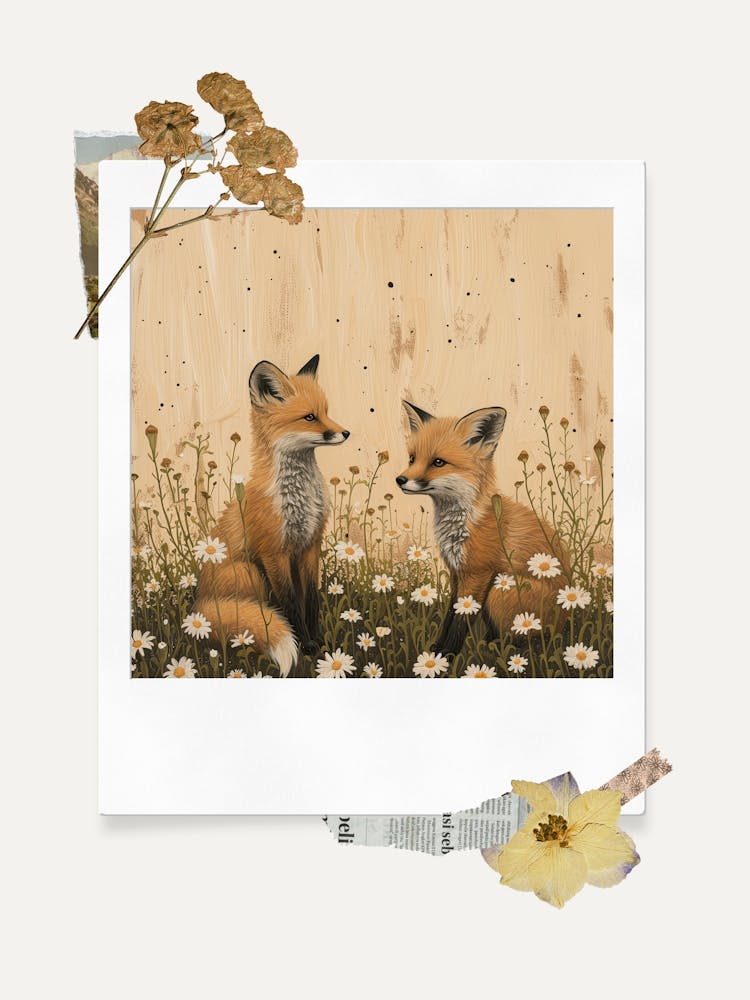 Scrapbook Foxes Fairycore Painting 4