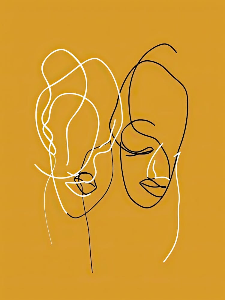 Simplicity Lines Woman Abstract In Yellow 8